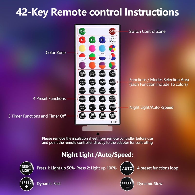Joomer Christmas String Lights - 66FT 200LED RGB String Lights with Remote, Waterproof Outdoor Indoor with Timer Memory Function for Tree, Yard, Christmas Decor (Non-Connectable) - Image 5